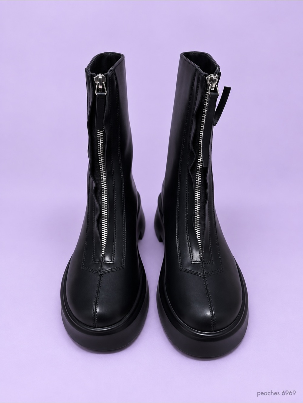 Gorgeous Black Front-Zip Chunky Platform Boots